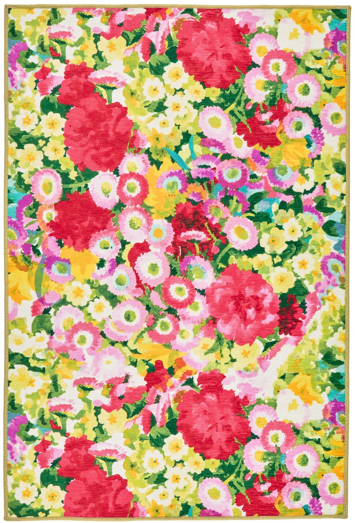 Chamomile Cluster Machine Washable Rug