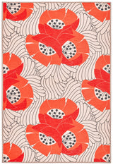 Japanese Poppy Machine Washable Rug