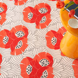 Japanese Poppy Machine Washable Rug