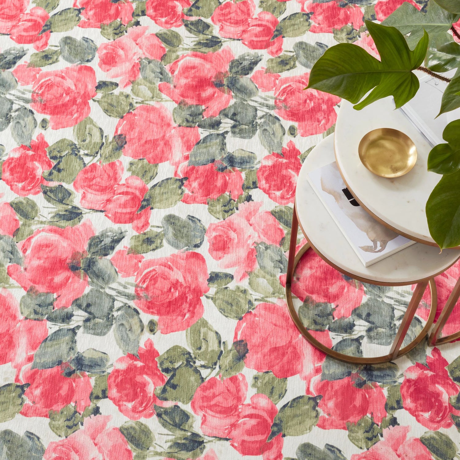 Pretty Peonies Machine Washable Rug