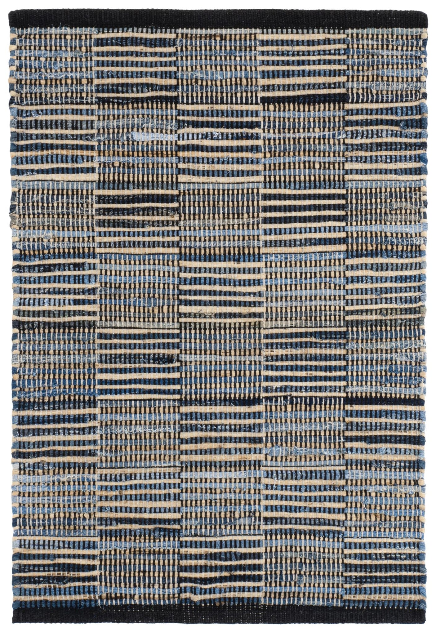 Denim Rag Gridwork Handwoven Cotton Rug