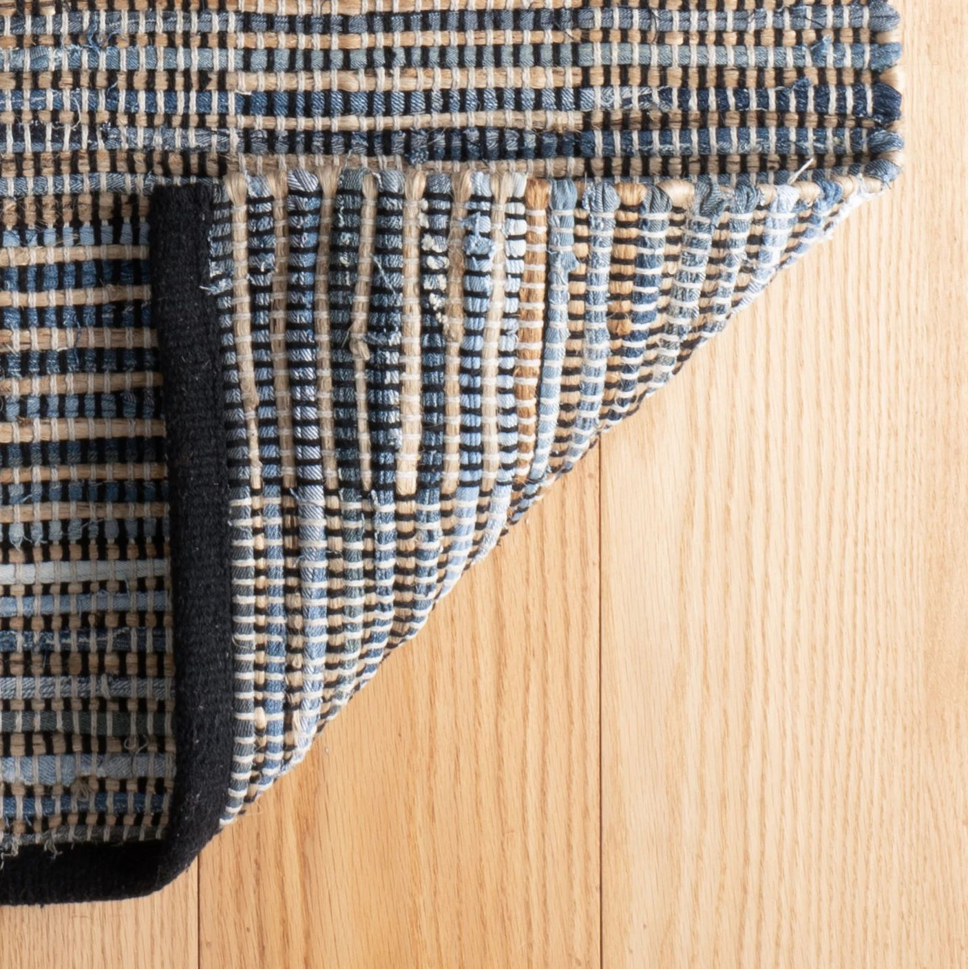 Denim Rag Gridwork Handwoven Cotton Rug