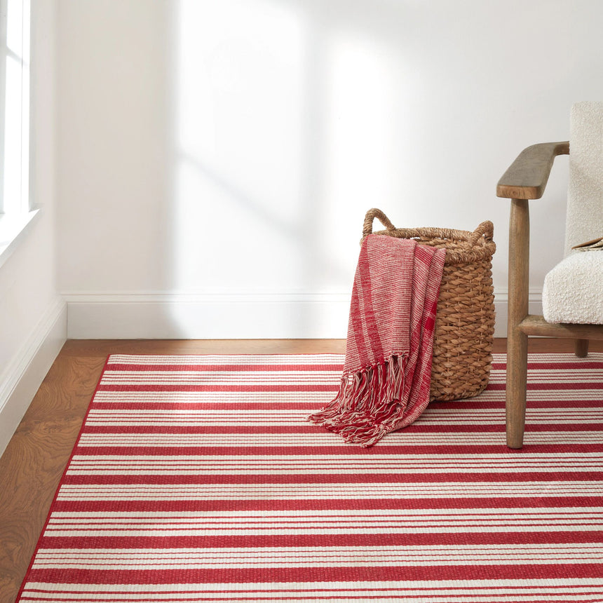 Abby Ticking Machine Washable Rug