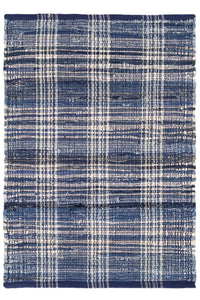Denim Plaid Handwoven Cotton Rug