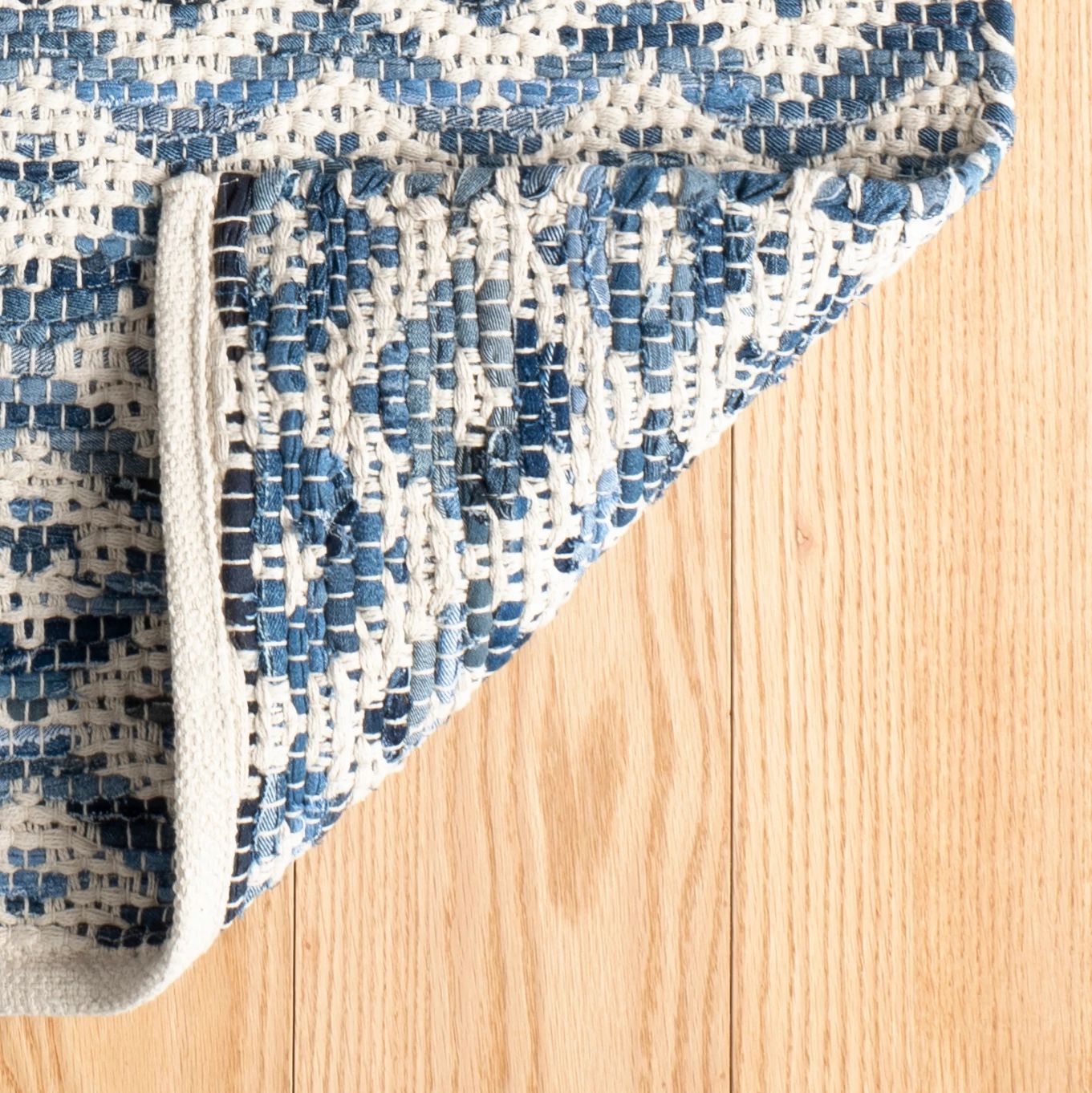 Denim Rag Diamond Handwoven Cotton Rug