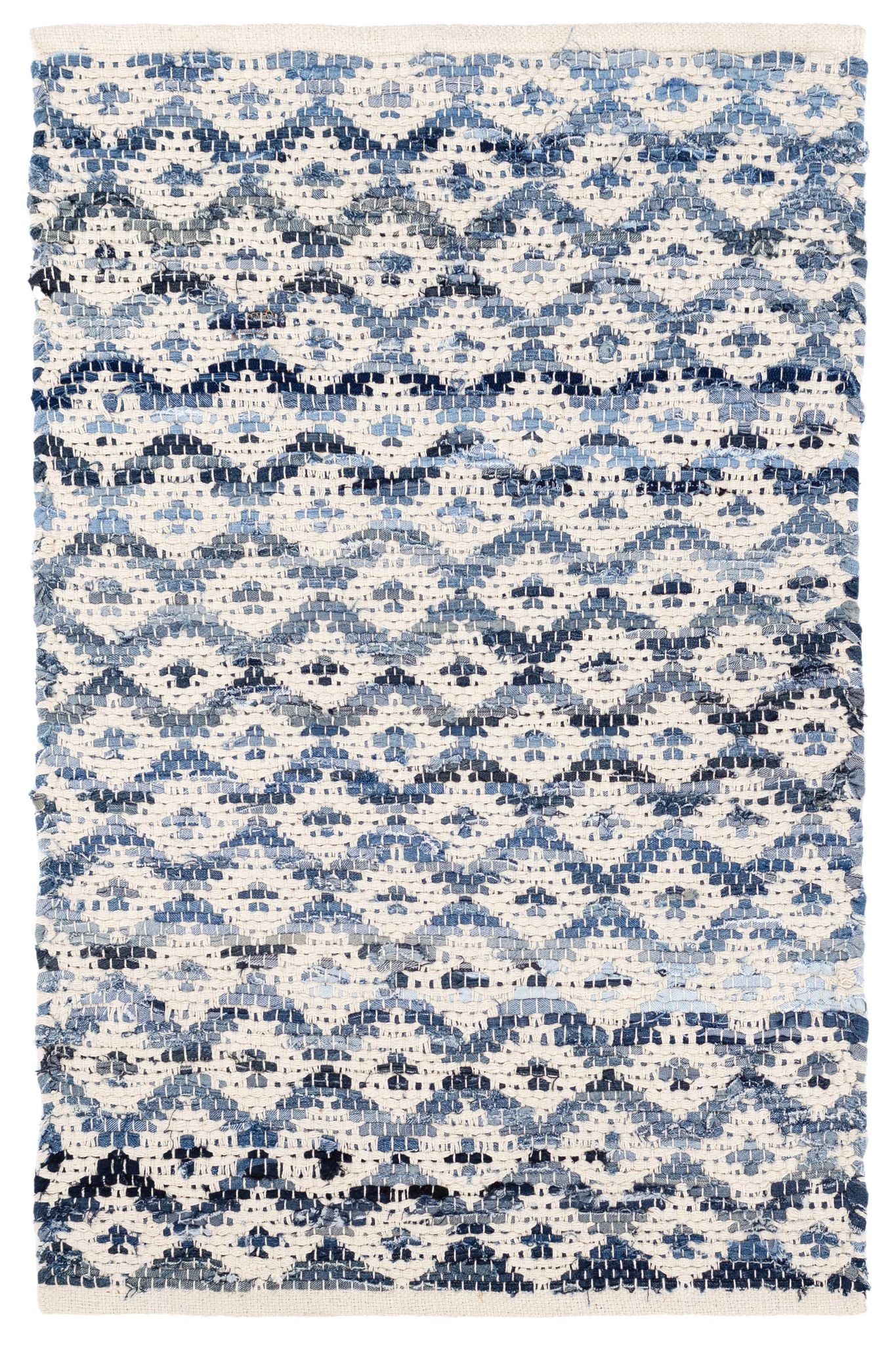 Denim Rag Diamond Handwoven Cotton Rug
