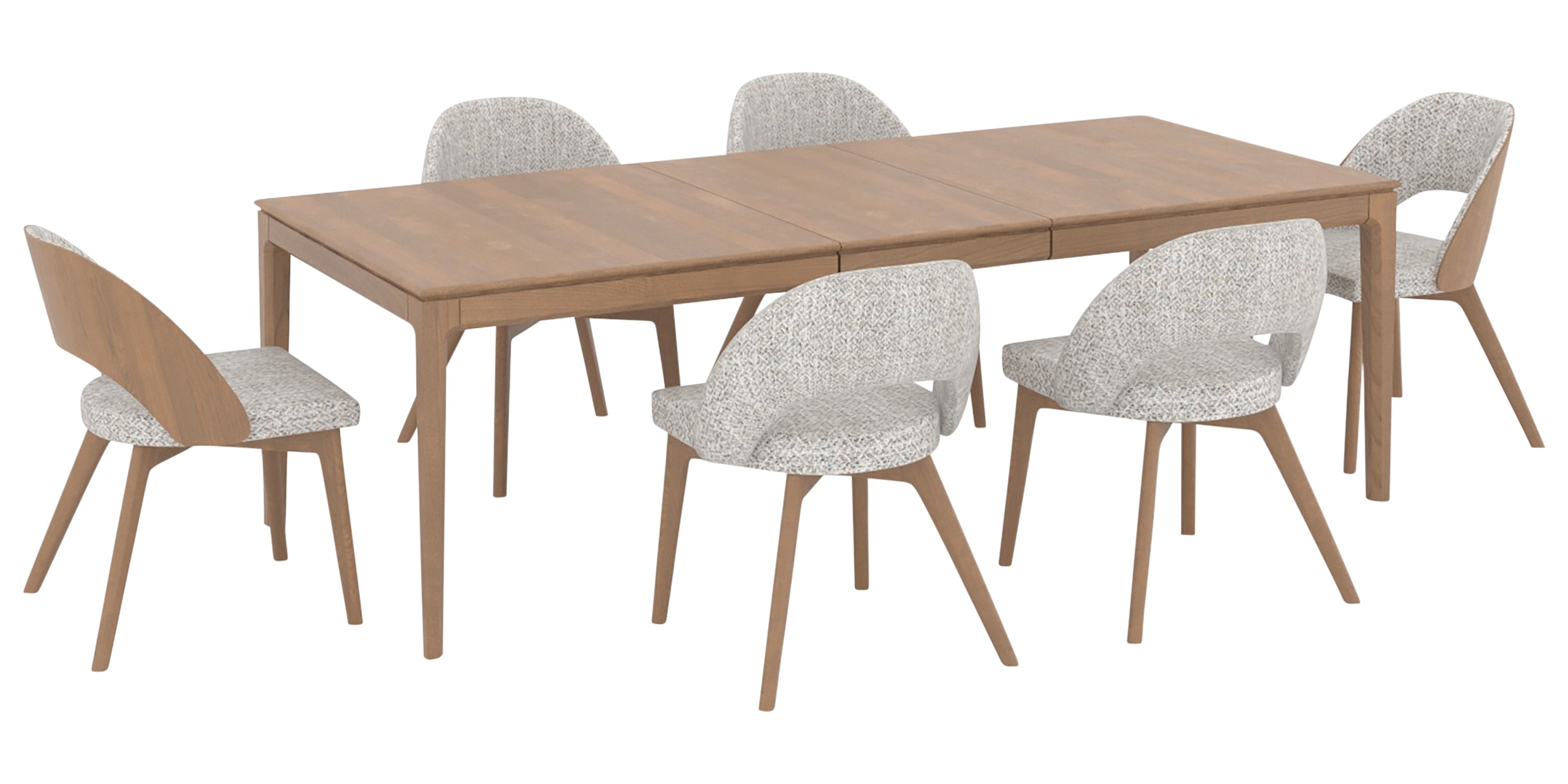 Pecan Washed Birch with Matte Finish and FP Crypton Fabric | Canadel Downtown 4072 Pecan Washed Dining Set - Floor Model | Valley Ridge Furniture