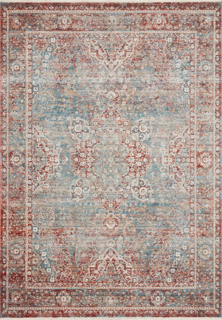 Elise Rug 04 | Sky / Red