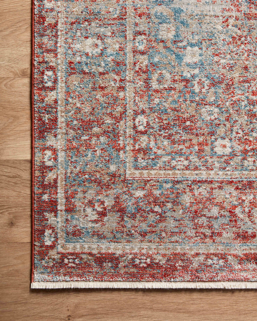 Elise Rug 04 | Sky / Red