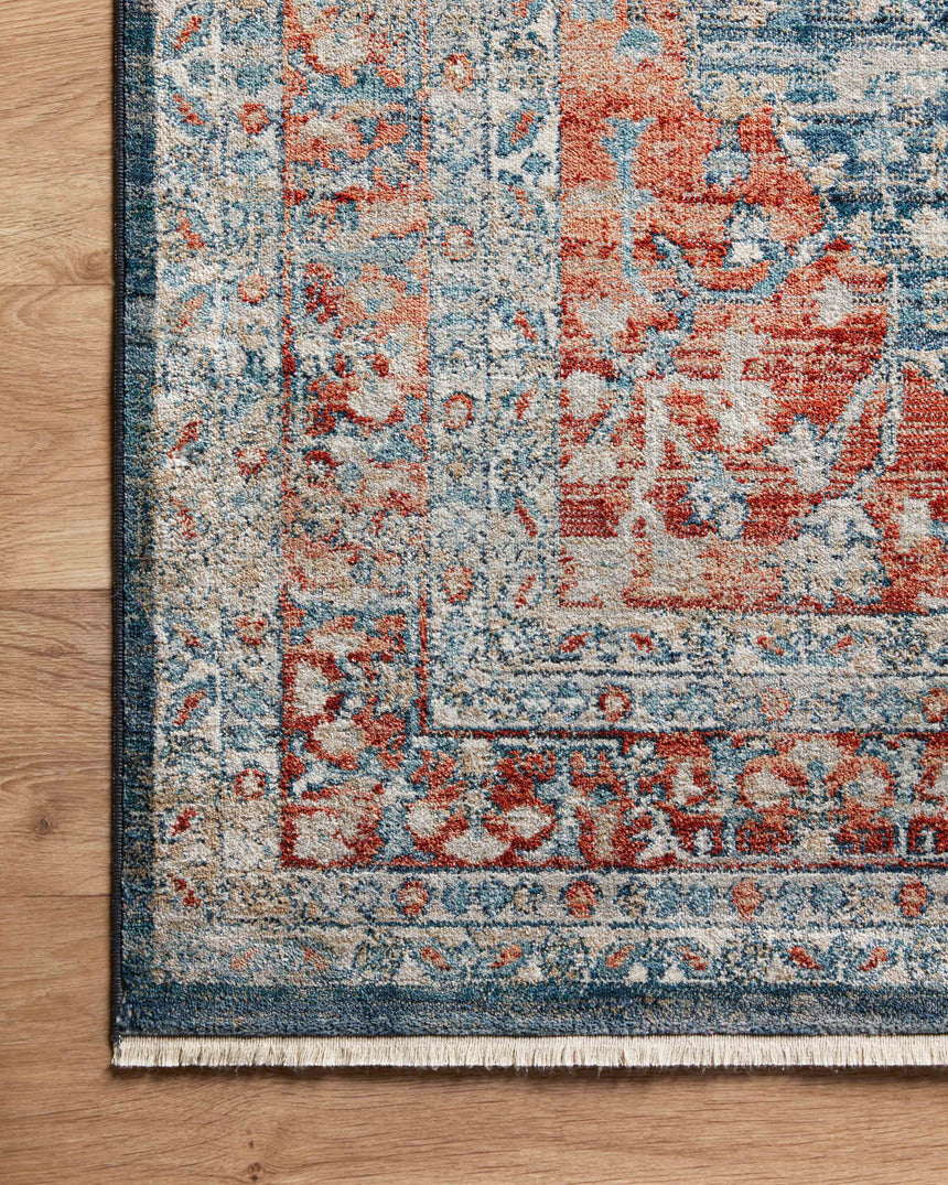 Elise Rug 05 | Navy / Red