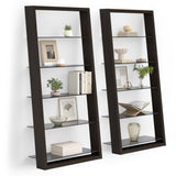 BDi Eileen 5166 Leaning Book Shelf in Charcoal Stained Ash, on white