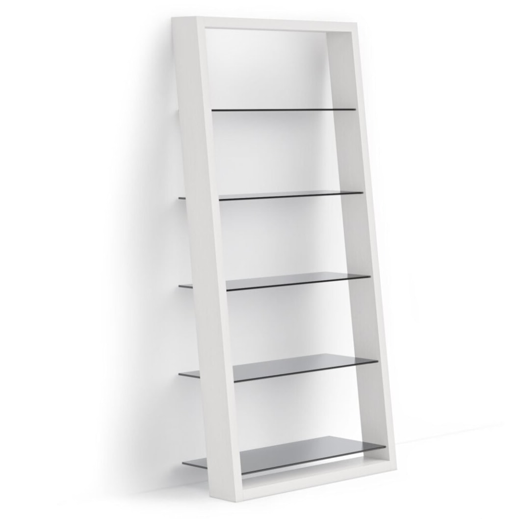 BDi Eileen 5166 Leaning Book Shelf in Satin White, on white