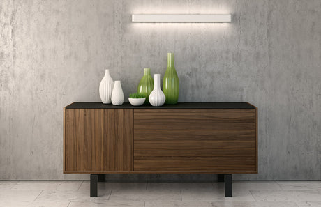 Smoked Walnut with Ebony Glass and Black Legs | Mobican Elodi Buffet | Valley Ridge Furniture