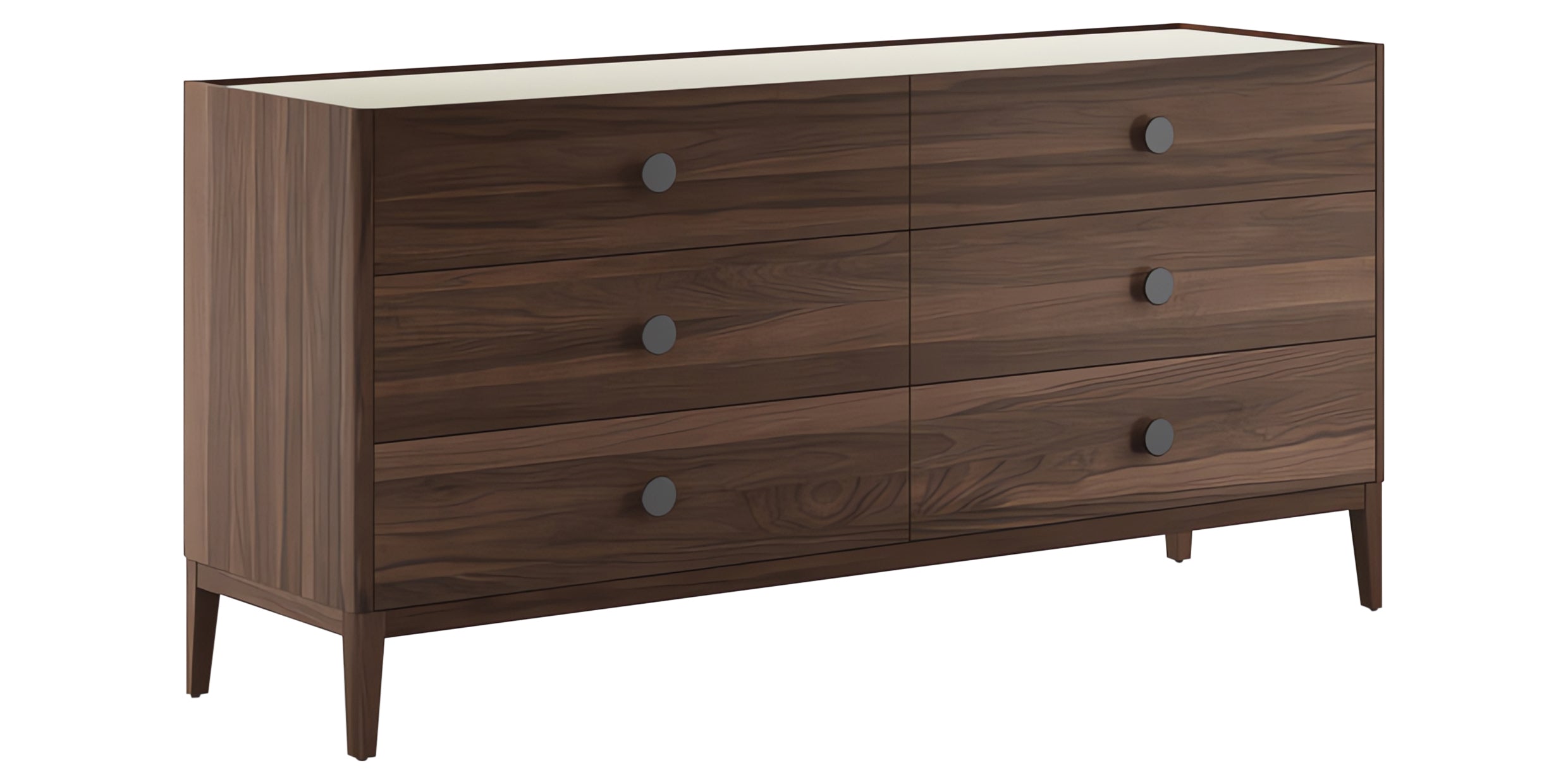 Havana on Walnut with Sand Glass and Charcoal Handles | Mobican Ema Double Dresser | Valley Ridge Furniture