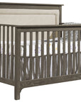 Grigio Brushed Oak with Talc Fabric | Emerson 5-in-1 Convertible Crib w/Talc Upholstered Headboard Panel | Valley Ridge Furniture
