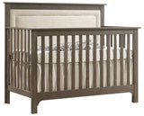 Sugar Cane Brushed Oak with Talc Fabric | Emerson 5-in-1 Convertible Crib w/Talc Upholstered Headboard Panel | Valley Ridge Furniture