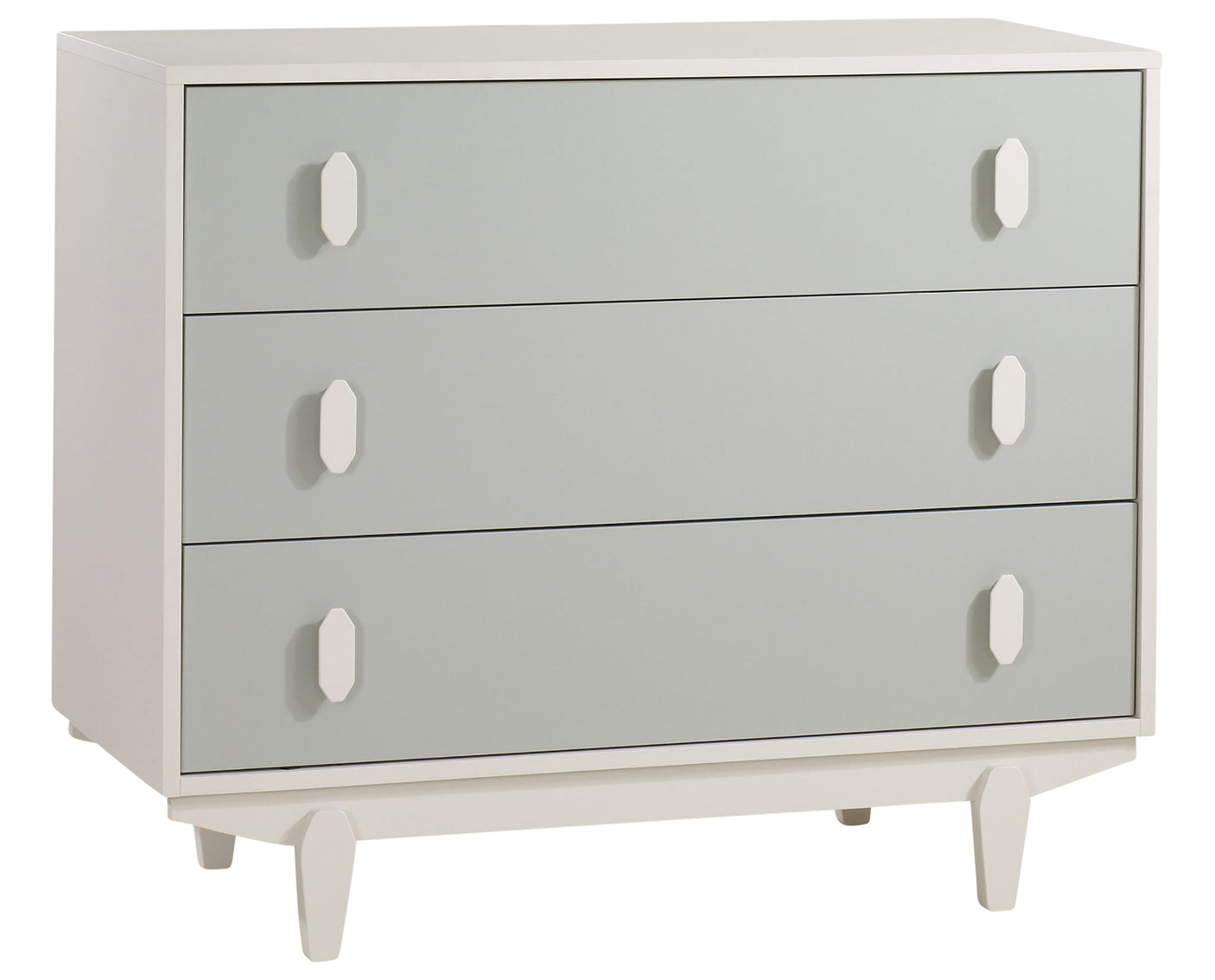 Latte Laminate and Sage Laminate with Latte Wood | Tate Crib & Dresser Set | Valley Ridge Furniture