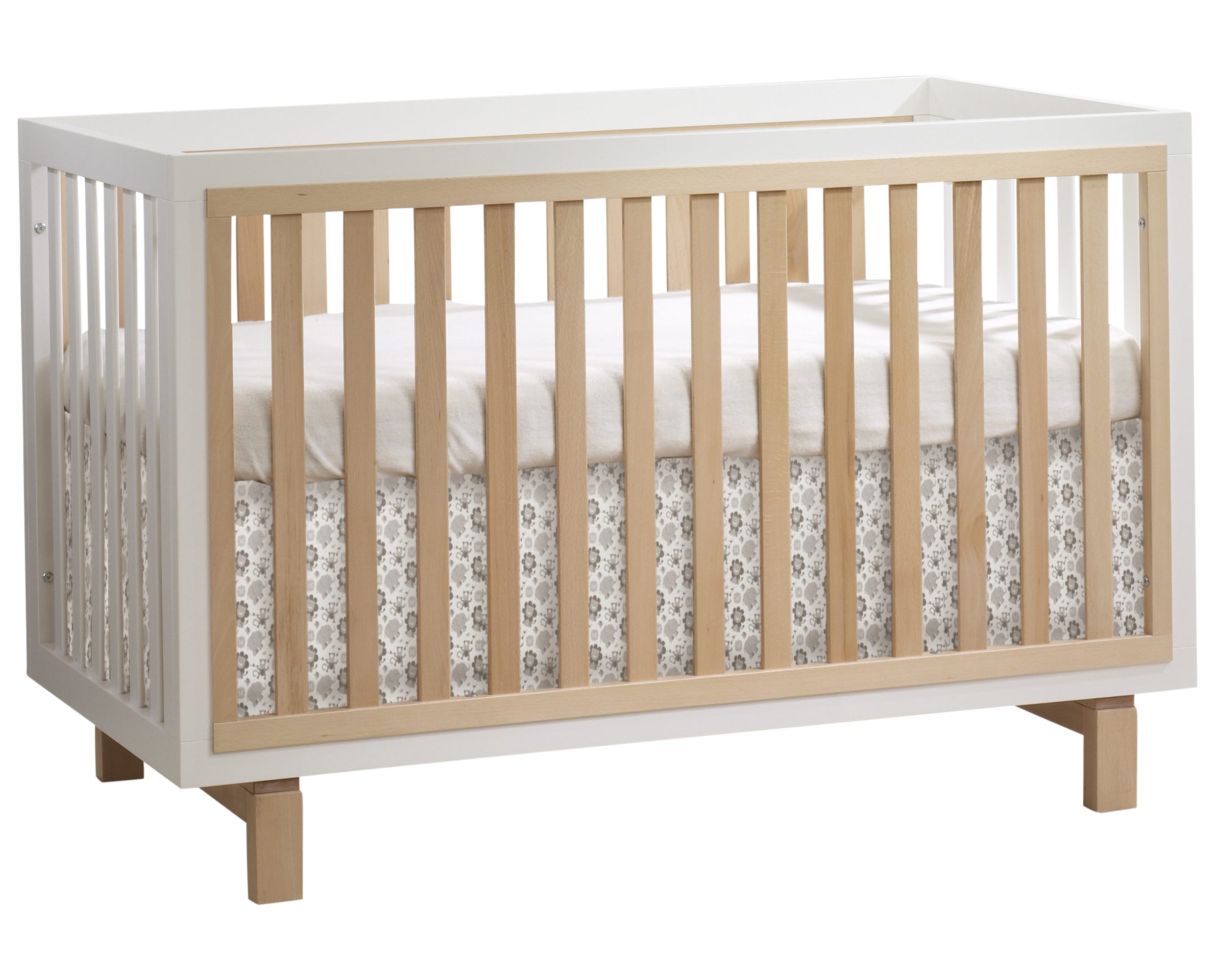 White Wood with Natural Wood | Bjorn Crib &amp; Dresser Set | Valley Ridge Furniture