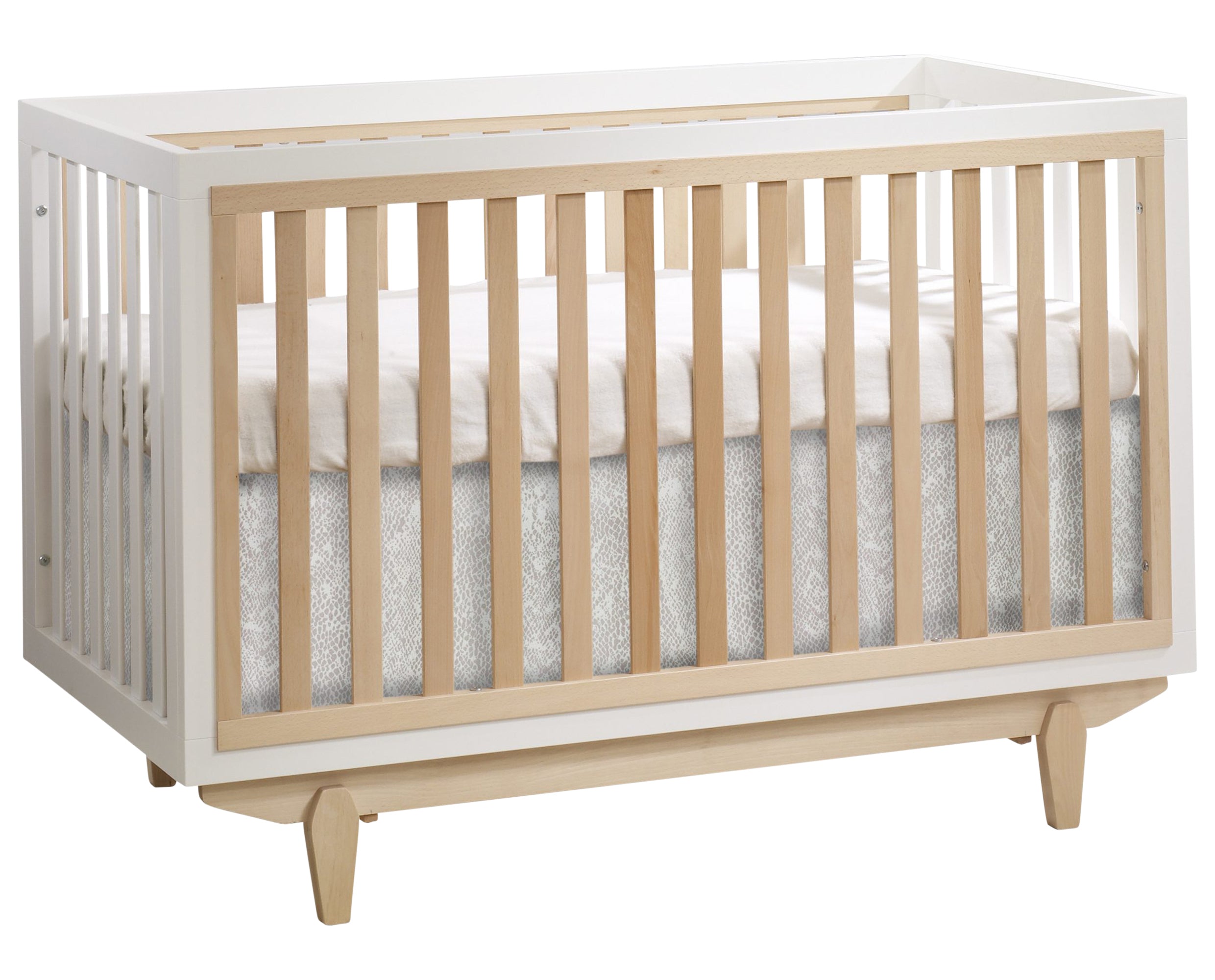 White Wood with Natural Wood | Tate Crib &amp; Dresser Set | Valley Ridge Furniture