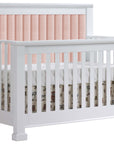 White Birch with Blush Fabric | Taylor 5-in-1 Convertible Crib w/Upholstered Headboard Panel | Valley Ridge Furniture