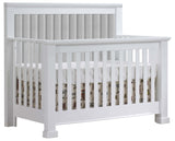 White Birch with Linen Grey Fabric | Taylor 5-in-1 Convertible Crib w/Upholstered Headboard Panel | Valley Ridge Furniture