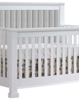White Birch with Linen Grey Fabric | Taylor 5-in-1 Convertible Crib w/Upholstered Headboard Panel | Valley Ridge Furniture