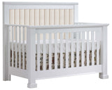 White Birch with Talc Fabric | Taylor 5-in-1 Convertible Crib w/Upholstered Headboard Panel | Valley Ridge Furniture
