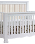 White Birch with Talc Fabric | Taylor 5-in-1 Convertible Crib w/Upholstered Headboard Panel | Valley Ridge Furniture