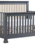 Graphite Birch with Talc Fabric | Taylor 5-in-1 Convertible Crib w/Upholstered Headboard Panel | Valley Ridge Furniture