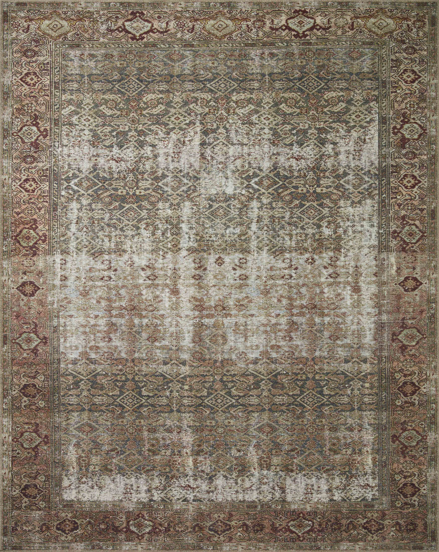 Georgie Rug 07 | Moss / Salmon