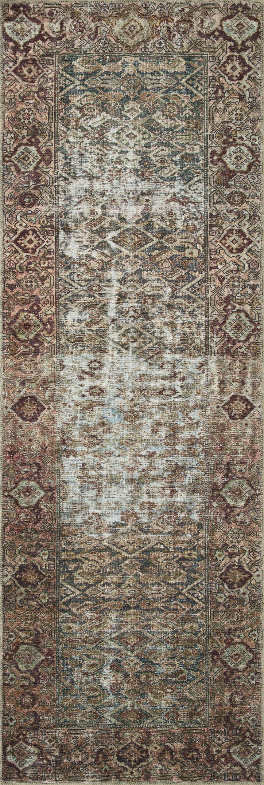 Georgie Rug 07 | Moss / Salmon