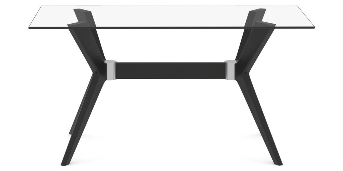 Canadel Downtown Fjord Dining Table in Peppercorn Washed, Clear CL Glass, side view