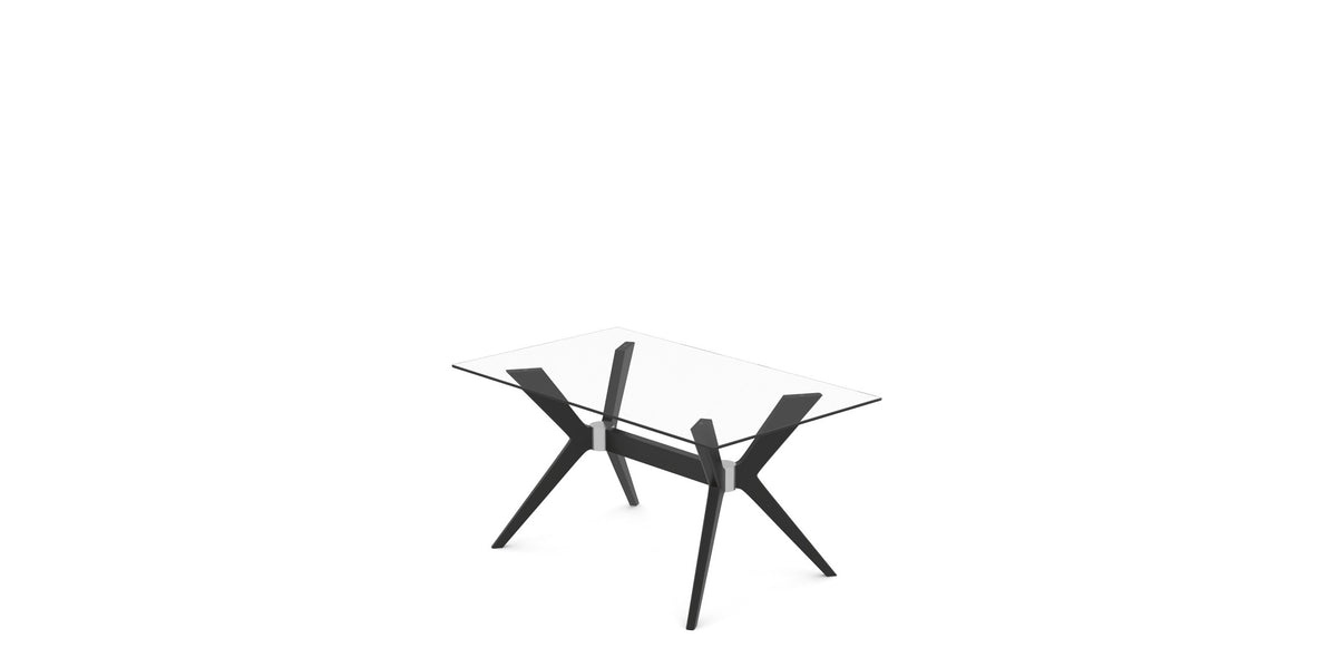 Canadel Downtown Fjord Dining Table in Peppercorn Washed, Clear CL Glass, view from above
