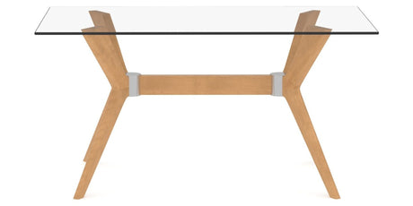 Canadel Downtown Fjord Dining Table in Caramel Washed, Clear CL Glass, side view