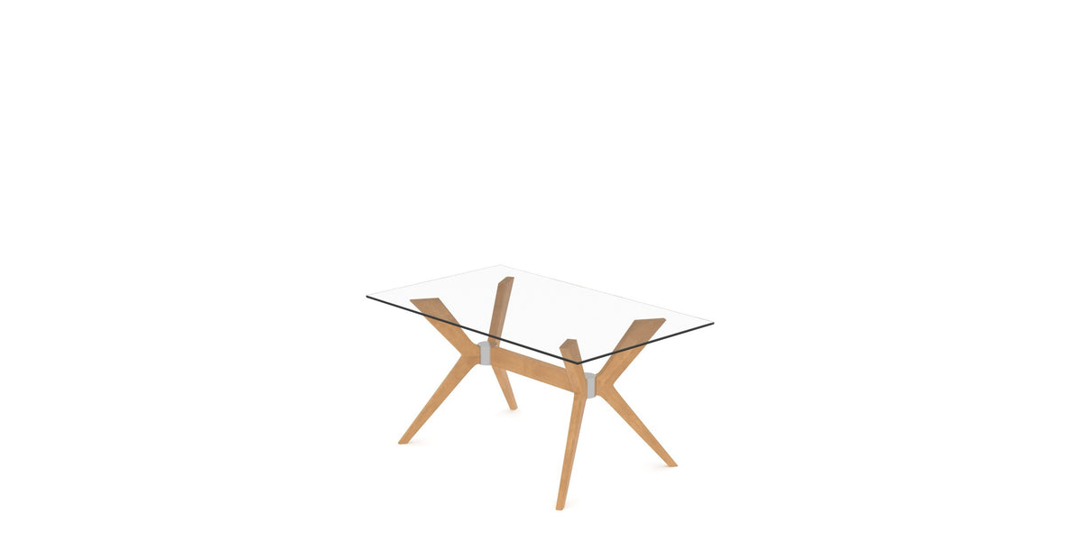 Canadel Downtown Fjord Dining Table in Caramel Washed, Clear CL Glass, view from above