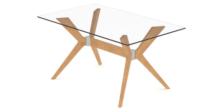 Canadel Downtown Fjord Dining Table in Caramel Washed, Clear CL Glass, view from above