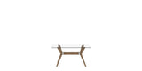 Canadel Downtown Fjord Dining Table in Pecan Washed, Clear CL Glass, side view