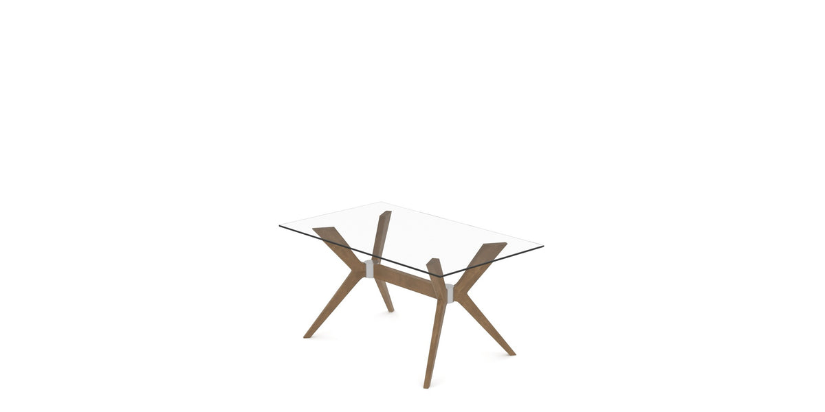 Canadel Downtown Fjord Dining Table in Pecan Washed, Clear CL Glass, view from above