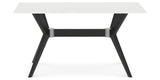 Canadel Downtown Fjord Dining Table in Peppercorn Washed, Snow WH Glass, side view