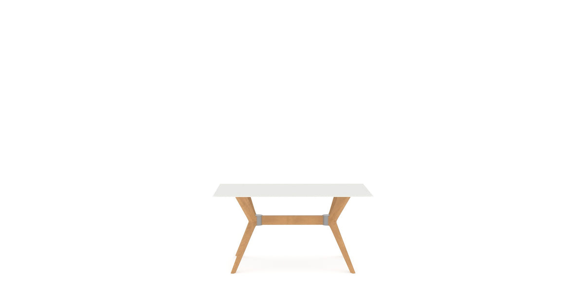 Canadel Downtown Fjord Dining Table in Caramel Washed, Snow WH Glass, side view