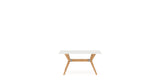 Canadel Downtown Fjord Dining Table in Caramel Washed, Snow WH Glass, side view