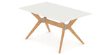 Canadel Downtown Fjord Dining Table in Caramel Washed, Snow WH Glass, view from above