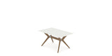 Canadel Downtown Fjord Dining Table in Pecan Washed, Snow WH Glass, view from above