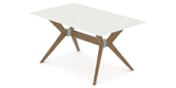 Canadel Downtown Fjord Dining Table in Pecan Washed, Snow WH Glass, view from above