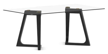 Canadel Modern Rectangular Dining Table with MN Base in 09 Dark Smoke and Small Size, three-quarter view