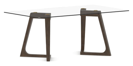 Canadel Modern Rectangular Dining Table with MN Base in 29 Hazelnut Washed and Small Size, three-quarter view