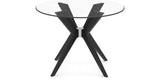Canadel Downtown X Base Dining Table in Peppercorn Washed, Clear CL Glass, 42 in, view from above