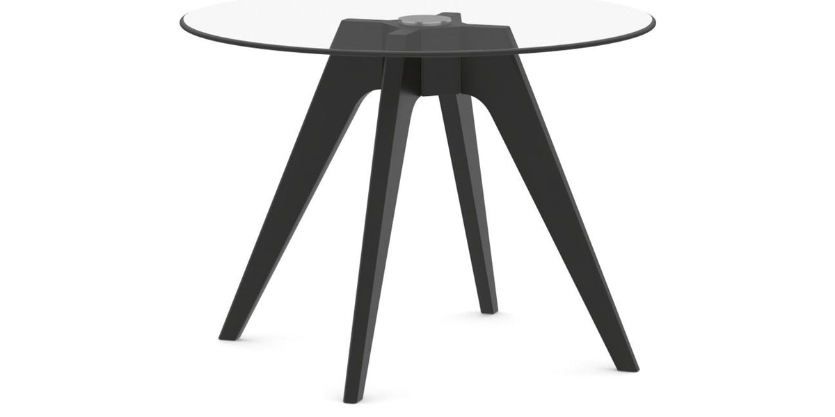 Canadel Downtown Round Dining Table with DQ Base in Small Size, three-quarter view