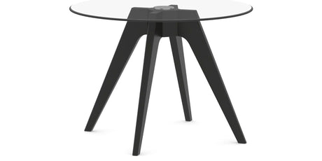 Canadel Downtown Round Dining Table with DQ Base in Small Size, three-quarter view