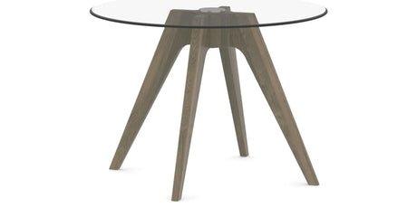 Canadel Downtown Round Dining Table with DQ Base in 08 Shadow and Small Size, three-quarter view